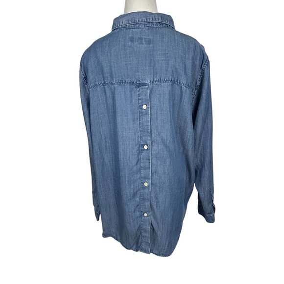 Banana Republic Shirt Womens XL Chambray Boyfriend Fit Button Back Pullover Blue - Picture 3 of 13